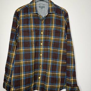 Toad&Co Men's Blue and Yellow Plaid Shirt